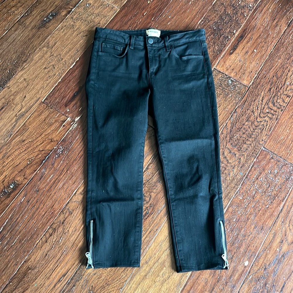L'agence black crop skinny denim with zipper
